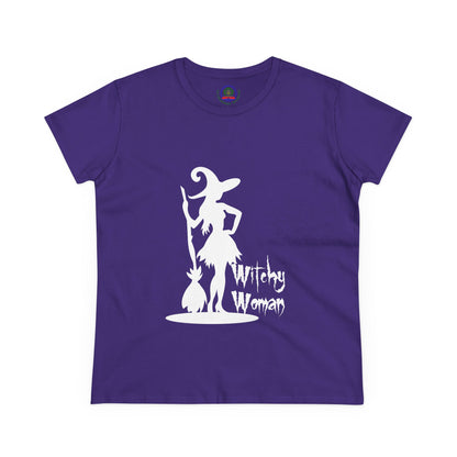 Witchy Woman Tee, Halloween Shirt, Women's Midweight Cotton Tee, Spooky Gift