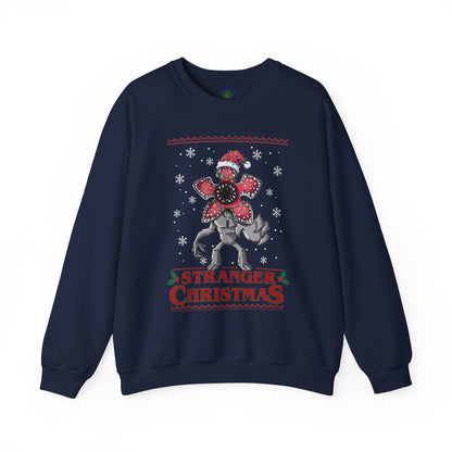 Stranger Christmas Crewneck Sweatshirt — Retro Holiday Stranger Things Demogorgon Design, Ugly Sweater