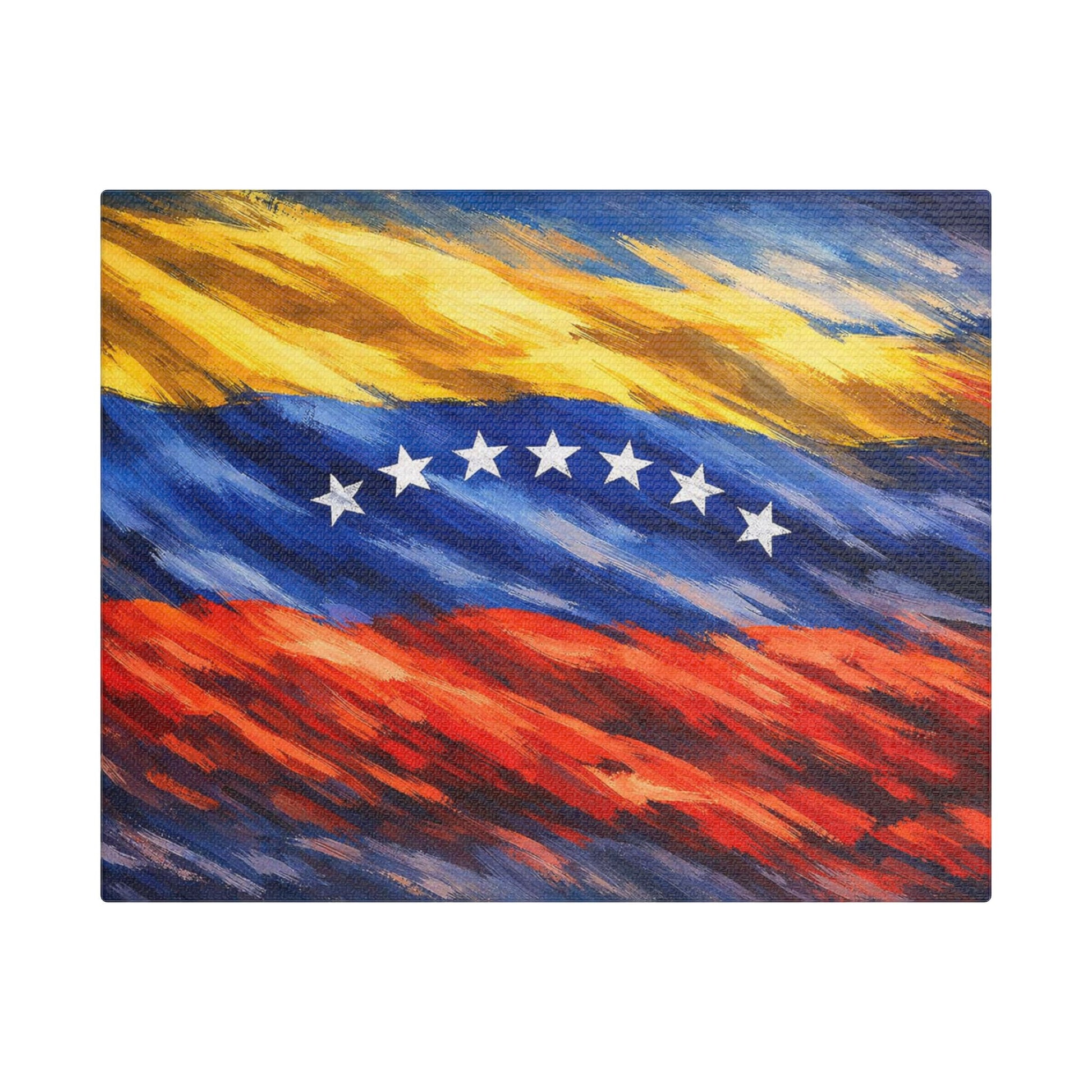 Venezuela before Chavez canvas print, Venezuelan flag wall art on stretched satin, ideal home decor for history enthusiasts.