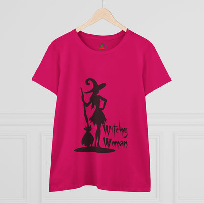 Witchy Woman Tee, Halloween Shirt, Women's Midweight Cotton Tee, Spooky Gift