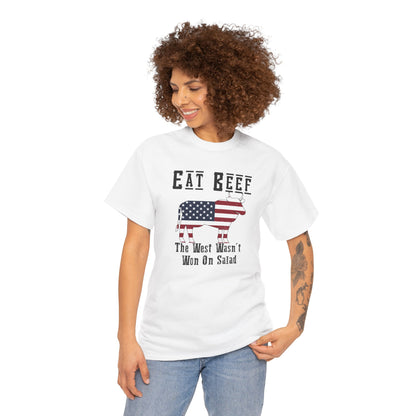 Funny American BBQ Unisex Tee, Meat Eaters Joke Shirt, Eat Beef Gift, Patriotic