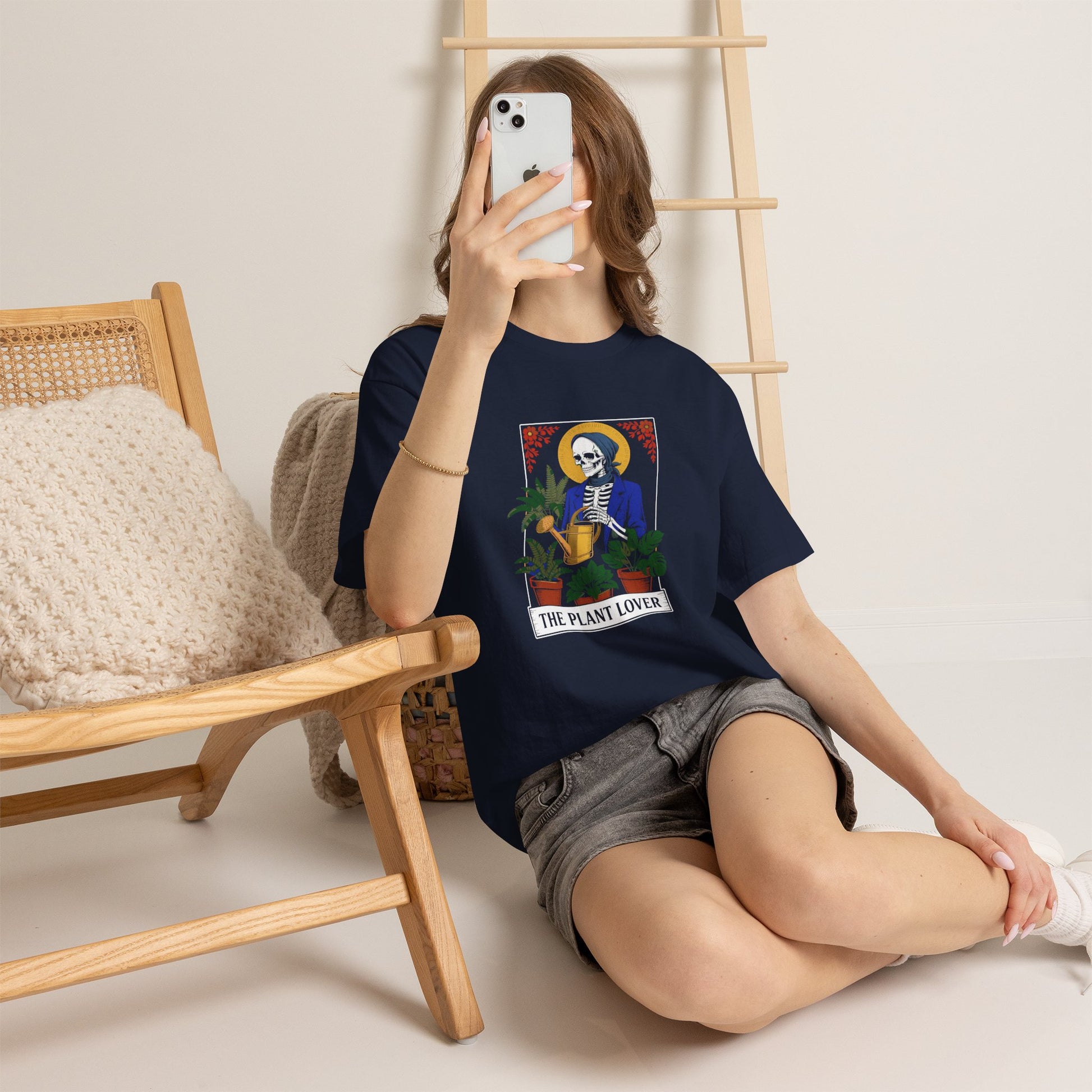 Printify plant lover T-shirt featuring tarot card design for plant enthusiasts, with humorous and creative botanical artwork.