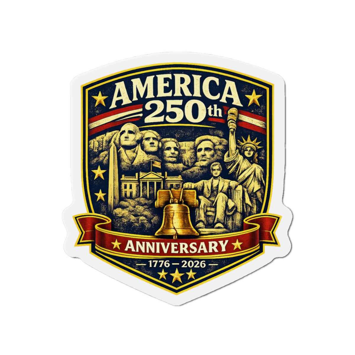 America 250th Anniversary Crest Die-Cut Magnet | 4th of July USA, Patriotic