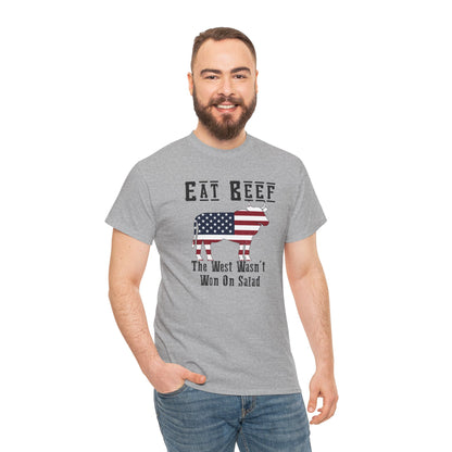 Funny American BBQ Unisex Tee, Meat Eaters Joke Shirt, Eat Beef Gift, Patriotic