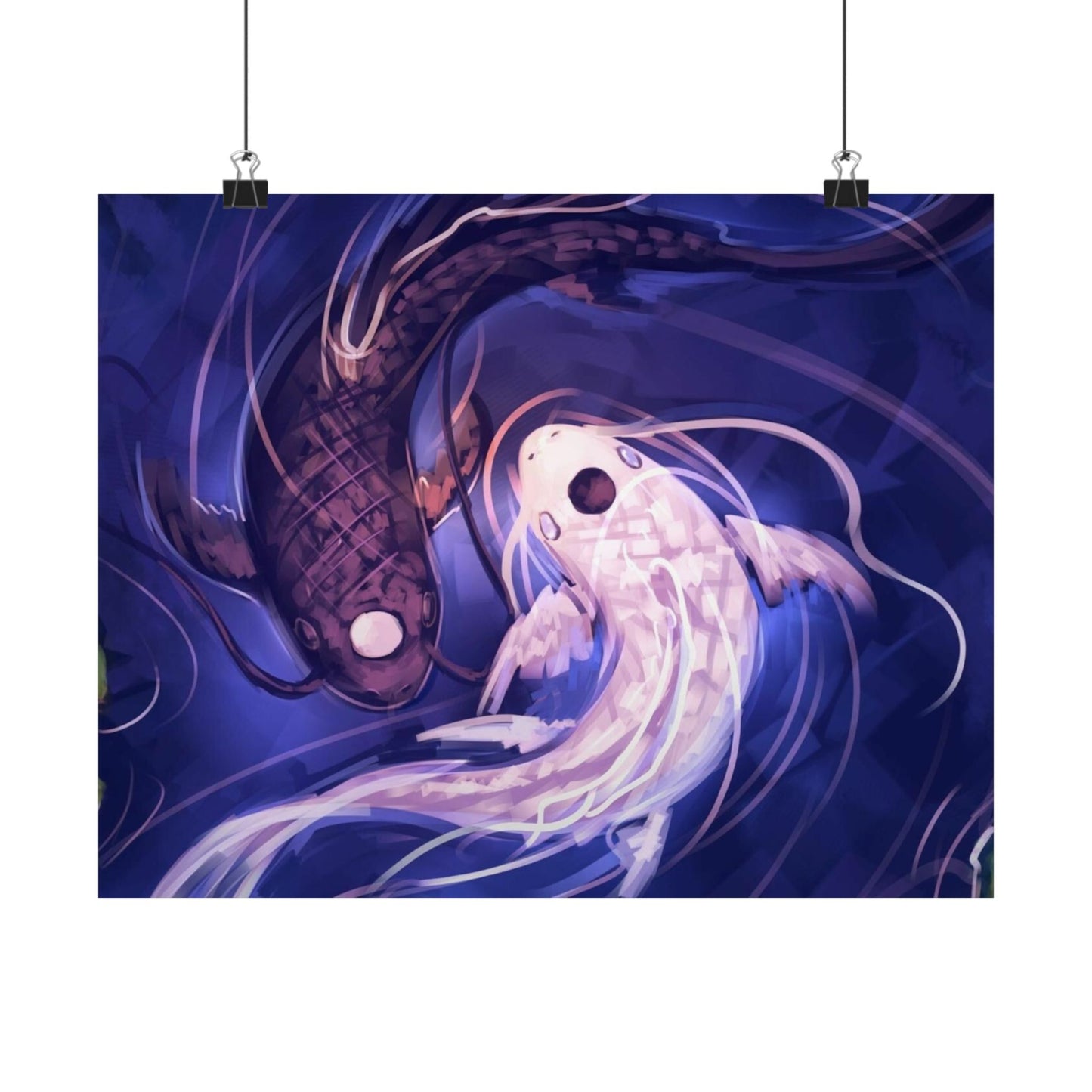 Yin Yang Koi Fish Matte Horizontal Poster | Avatar-Inspired Tui and La, Moon and Ocean Spirit