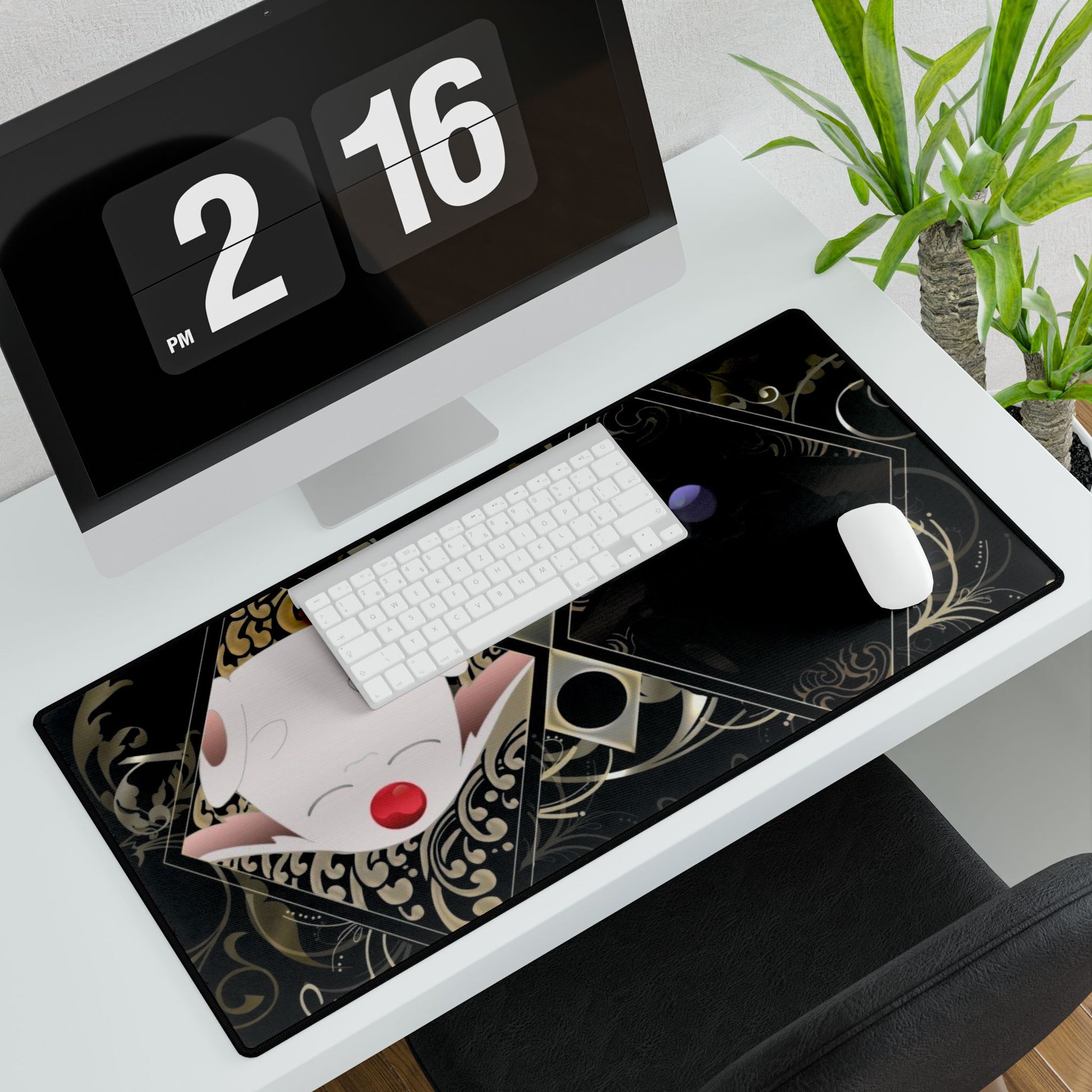 Anime-inspired Tsubasa Chronicle desk mat featuring Mokonas and characters, ideal for home decor and gaming setups.