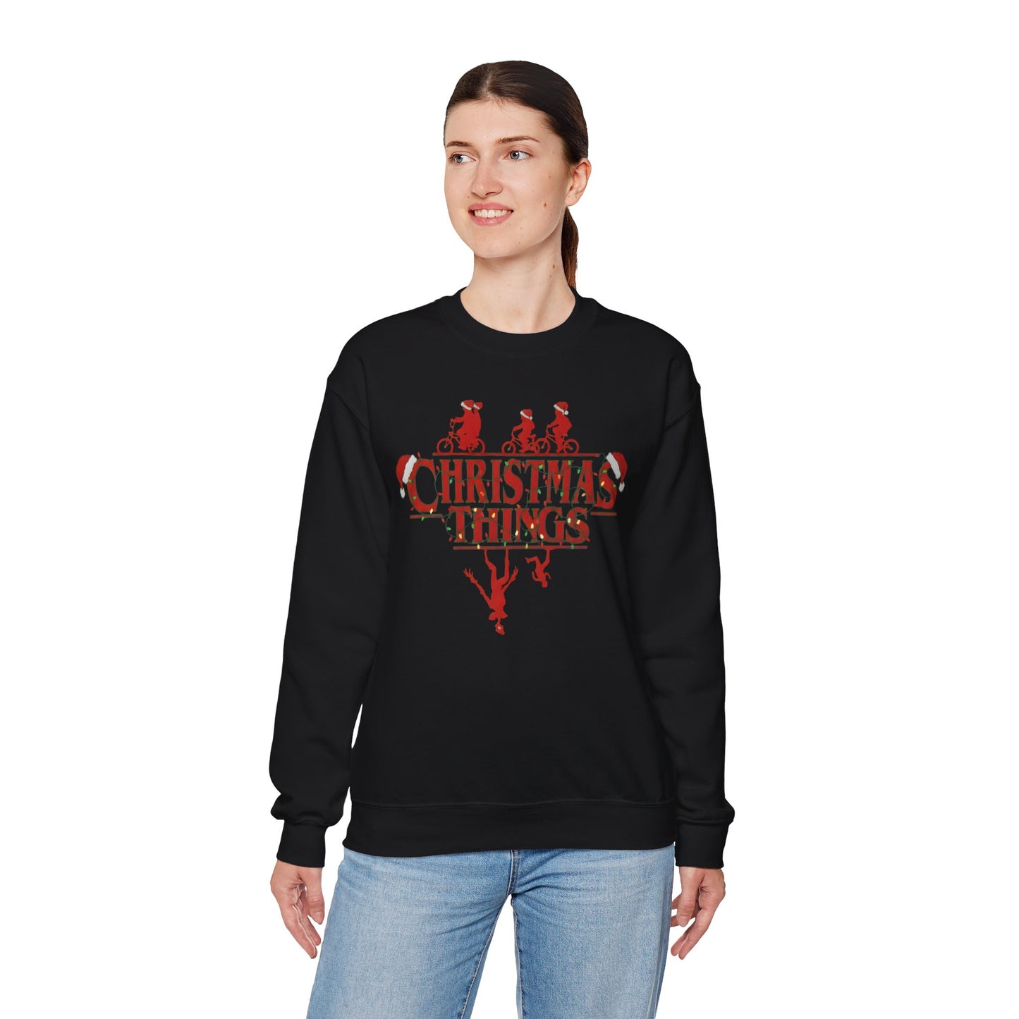Christmas Things Sweatshirt | Stranger Style Retro Holiday Graphic  | The Upsidedown