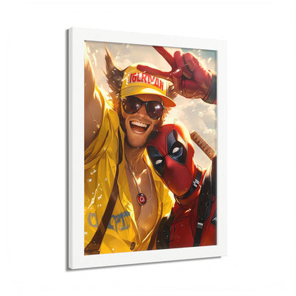 Framed Poster, Marvel Comics Art Style, Wolverine & Deadpool, Fun Wall Décor