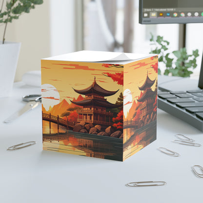 Japanese Temple Note Cube, Desk Stationery Set for Anime Manga Fans, Office