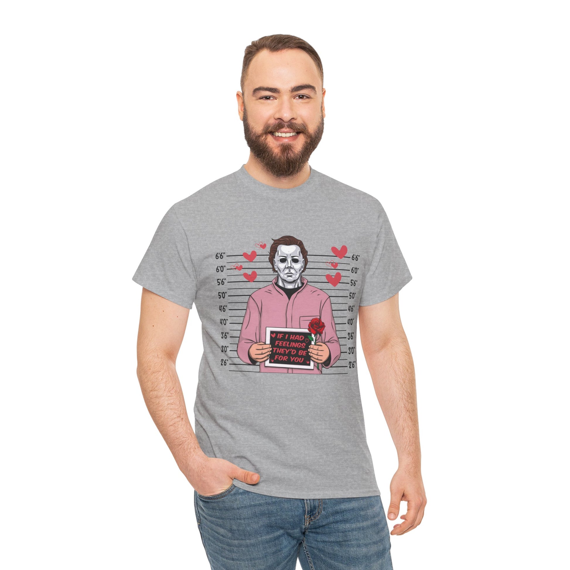 Michael Myers Mugshot T-Shirt — "If I Had Feelings They'd Be For You" Cute Horror Valentine Tee - Secondhand Readers