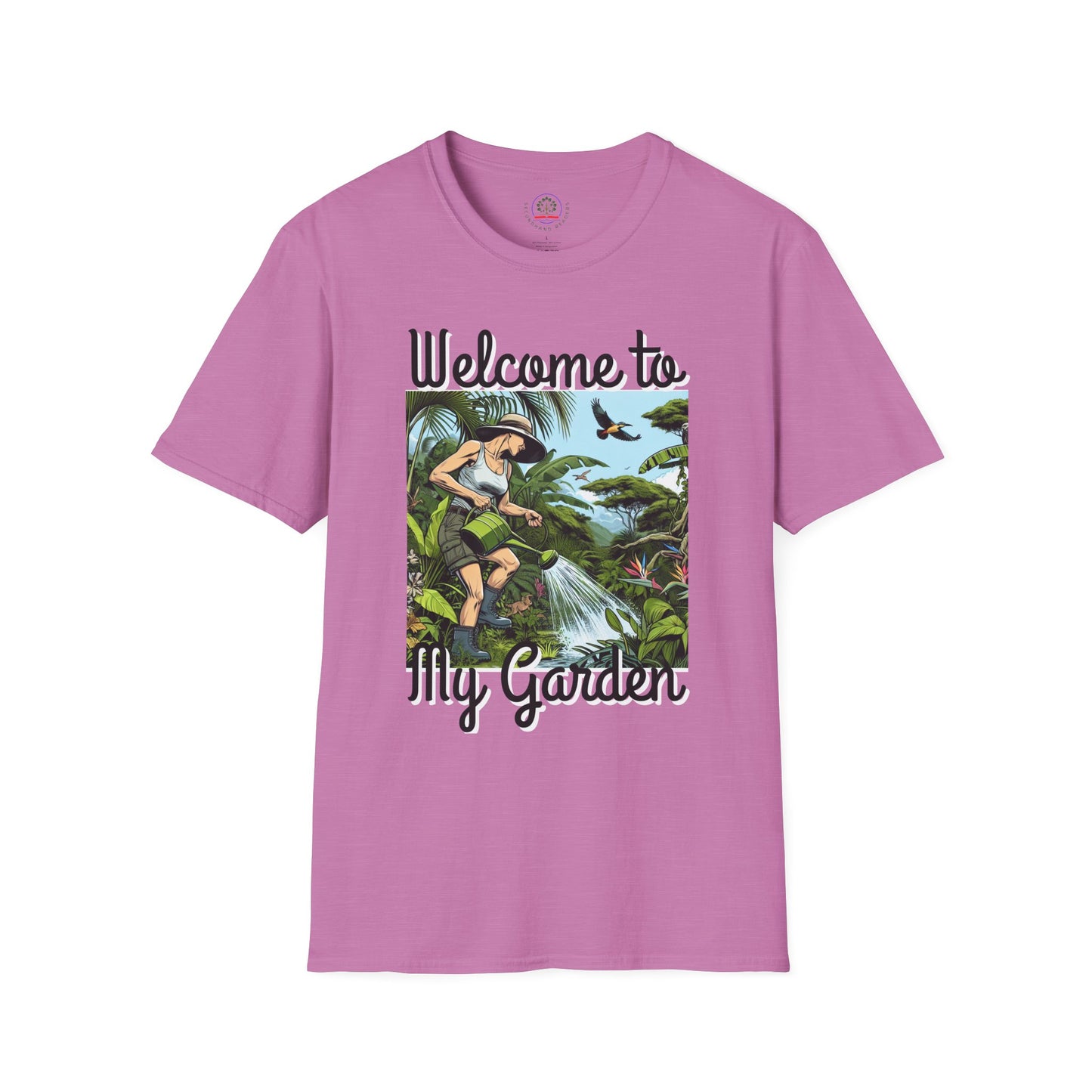Welcome to My Garden Unisex T-Shirt - Funny Woman Watering Jungle Tee, Plant