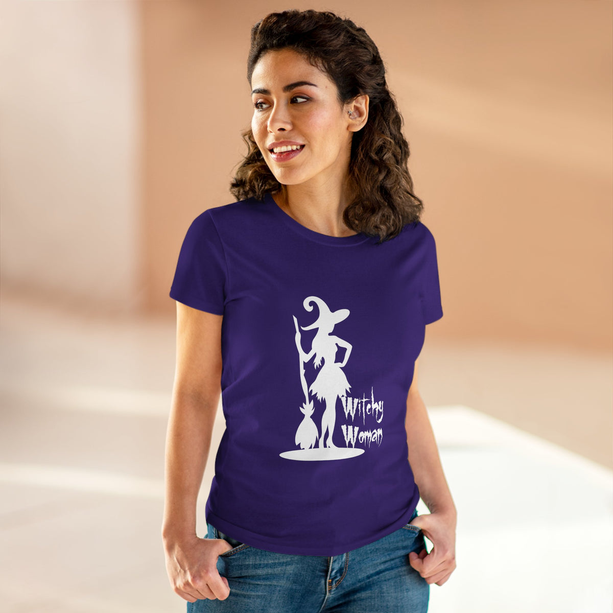 Witchy Woman Tee, Halloween Shirt, Women's Midweight Cotton Tee, Spooky Gift