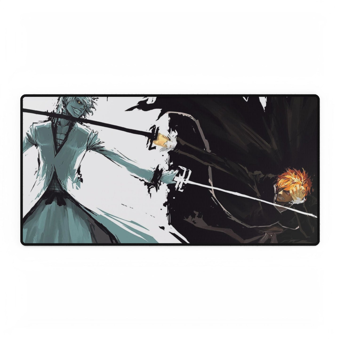 Anime inspired Ichigo vs Ichigo Shinigami substitute desk mat featuring detailed anime character artwork for gaming and home decor.