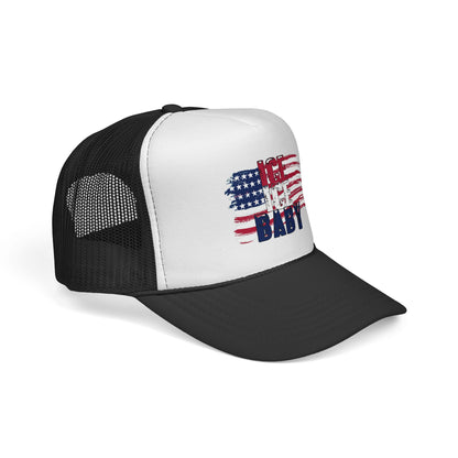 Patriotic Hat, Unisex Trucker Cap, Ice Ice Baby American Flag, America First, Red White and Blue, USA - Secondhand Readers