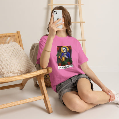 Plant lover's T-shirt featuring tarot card design for plant enthusiasts, with a humorous and creative style.