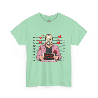 Jason Voorhees Mugshot T-Shirt - "You Slay My Heart" Cute Horror Valentine Tee