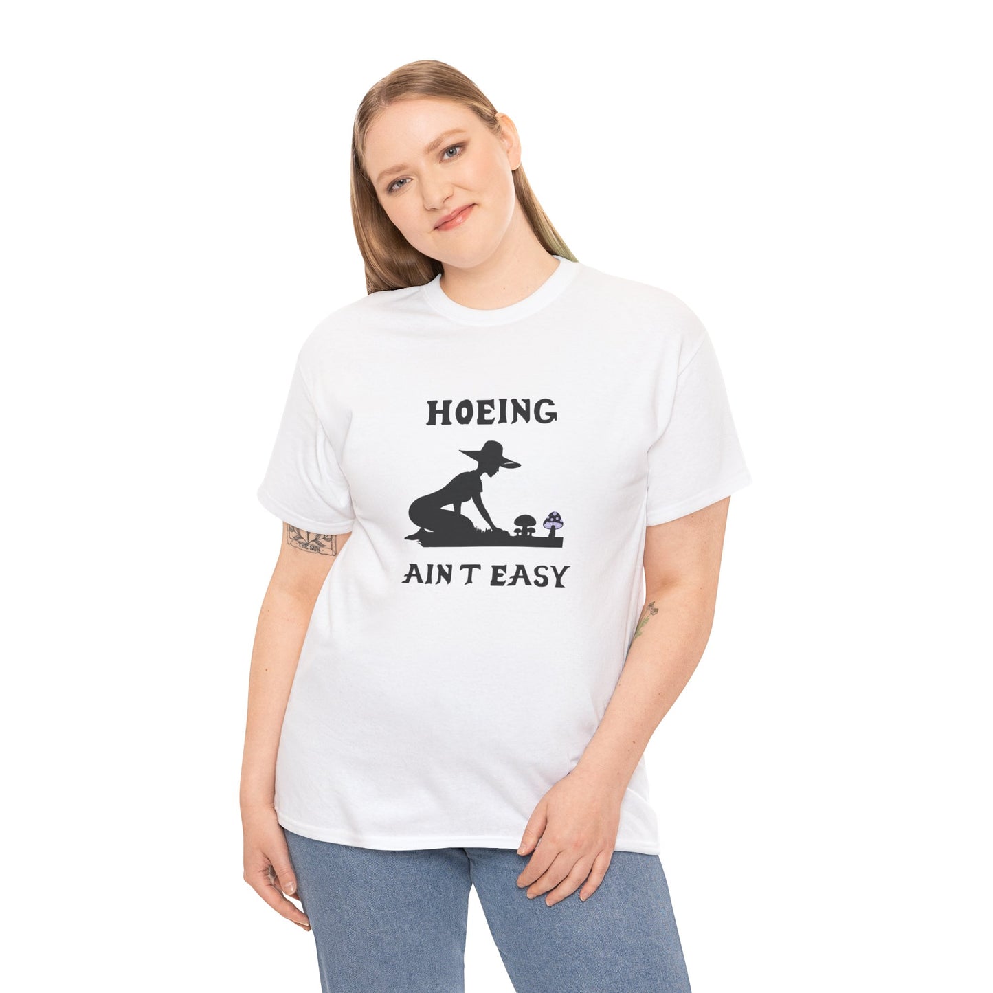 Funny Gardening T-Shirt, Hoeing Ain't Easy Tee, Gift for Gardeners, Plant Lovers