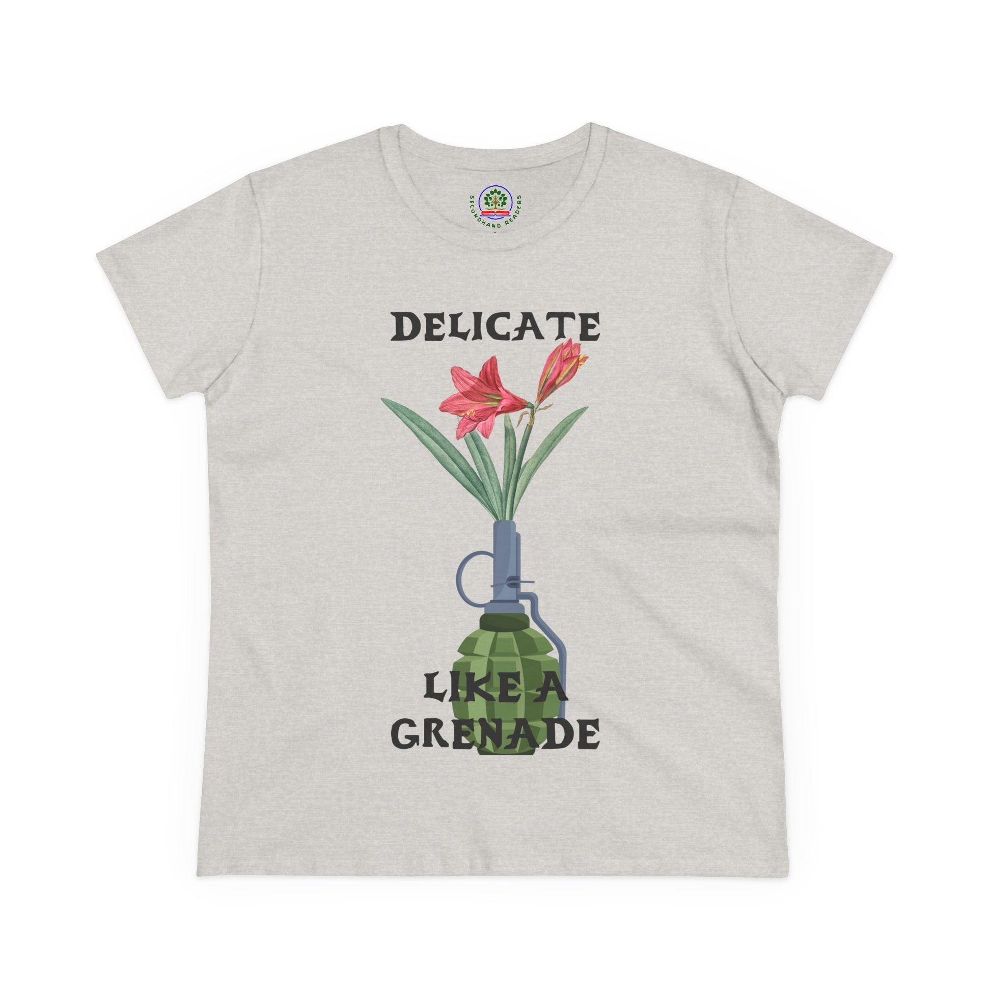 Delicate Like a Grenade Tee, Women's Cotton T-Shirt, Gift for Her, Sarcastic - Secondhand Readers