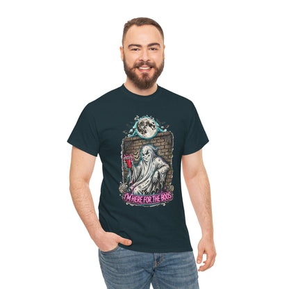 Funny Ghost Graphic Tee — "I'm Here for the Boos" Halloween T-Shirt