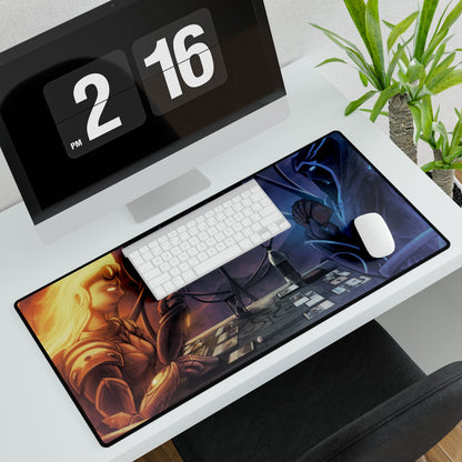 Magic: The Gathering Jace vs Chandra playmat desk mat with fan art, vibrant home decor featuring MTG TCG characters.