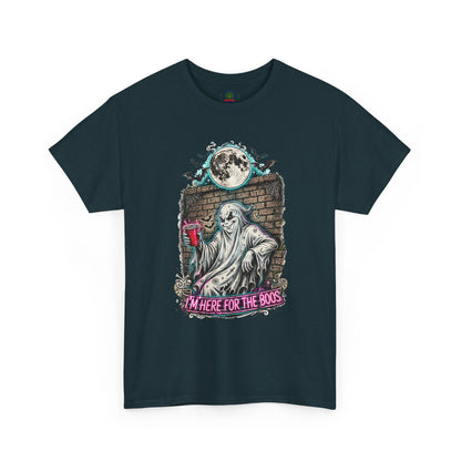 Funny Ghost Graphic Tee — "I'm Here for the Boos" Halloween T-Shirt