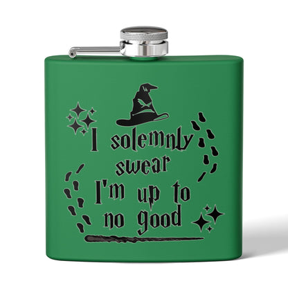 Stainless steel 6oz mug with "I Solemnly Swear I Am Up To No Good" printed design, perfect for Harry Potter fans.
