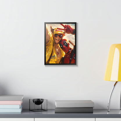 Framed Poster, Marvel Comics Art Style, Wolverine & Deadpool, Fun Wall Décor