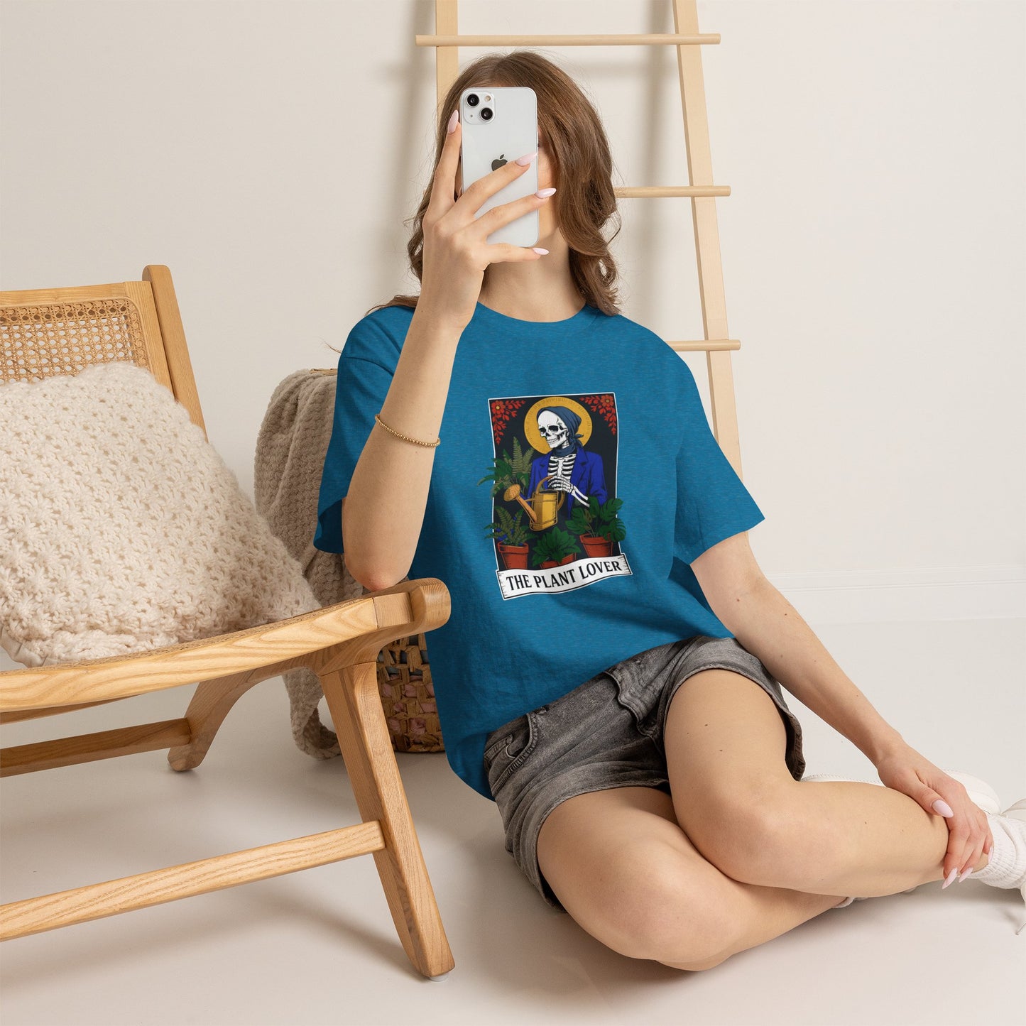 Printify plant lover T-shirt featuring a tarot card design for plant enthusiasts, perfect for casual wear and gift-giving.