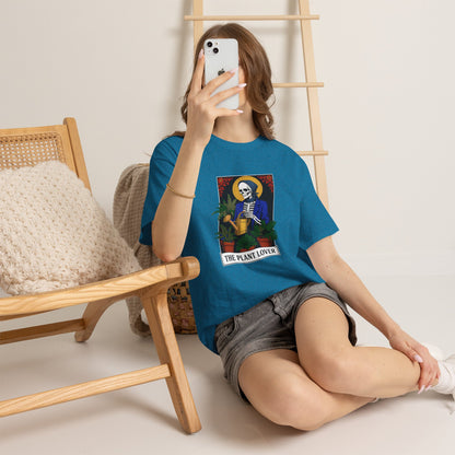 Printify plant lover T-shirt featuring a tarot card design for plant enthusiasts, perfect for casual wear and gift-giving.