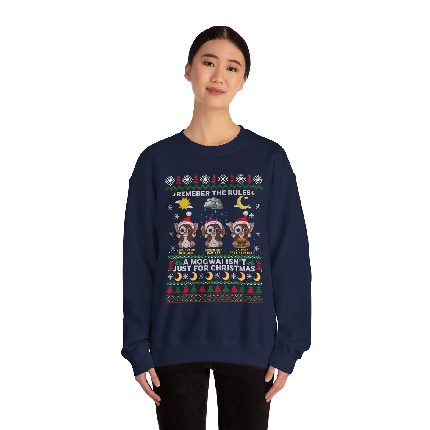 Gremlins Mogwai Ugly Christmas Sweater Crewneck Sweatshirt | Retro Holiday