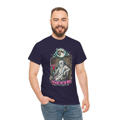Funny Ghost Graphic Tee — "I'm Here for the Boos" Halloween T-Shirt