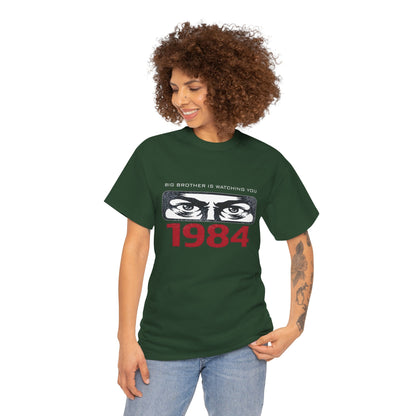 Black George Orwell Big Brother is Watching You 1984 T-Shirt with dystopian design, ideal for political protest and statement fashion.