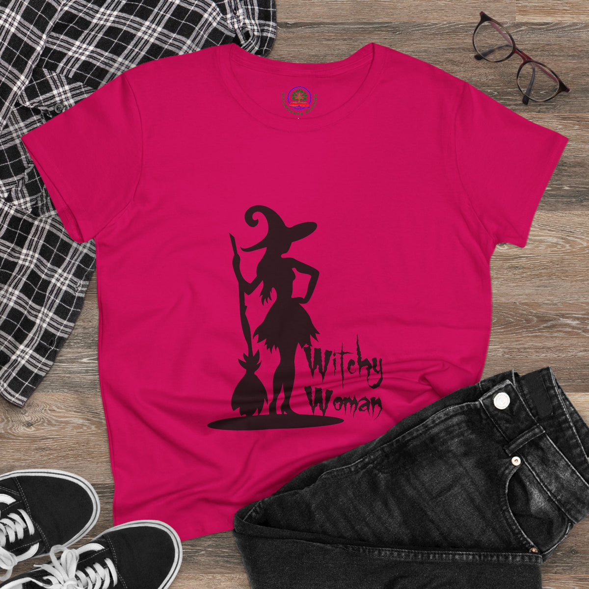 Witchy Woman Tee, Halloween Shirt, Women's Midweight Cotton Tee, Spooky Gift
