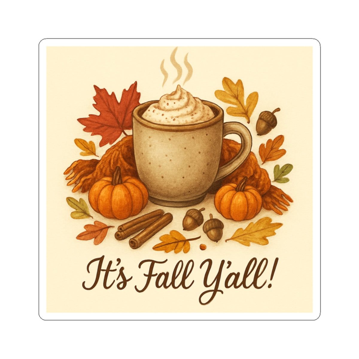 Fall Vibes Kiss-Cut Stickers featuring autumn-themed designs, perfect for fall decor and DIY projects, by Printify.