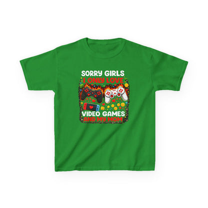 Sorry Girls I Only Love Video Games And My Mom Kids Tee | Gamer Controller Valentine Design