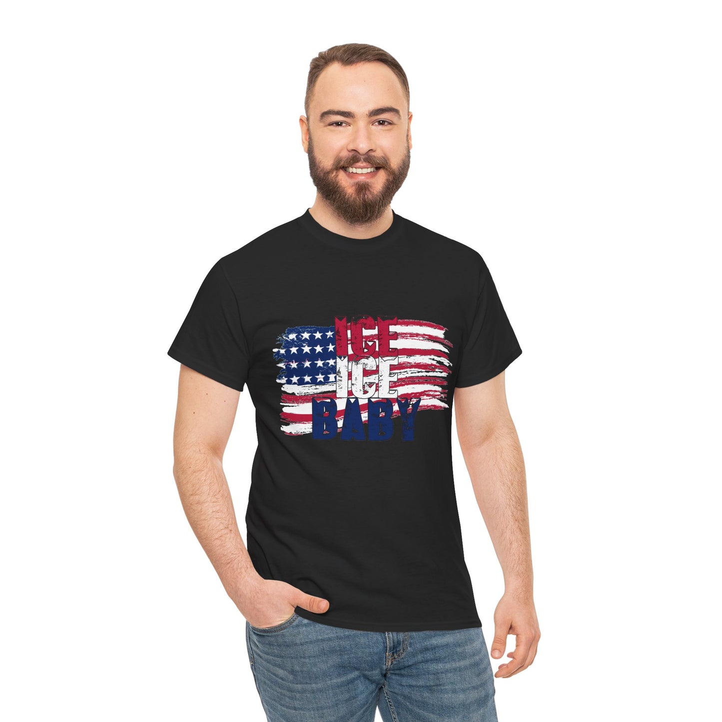 Ice Ice Baby American Flag T-Shirt, Patriotic Tee, America First, USA - Secondhand Readers