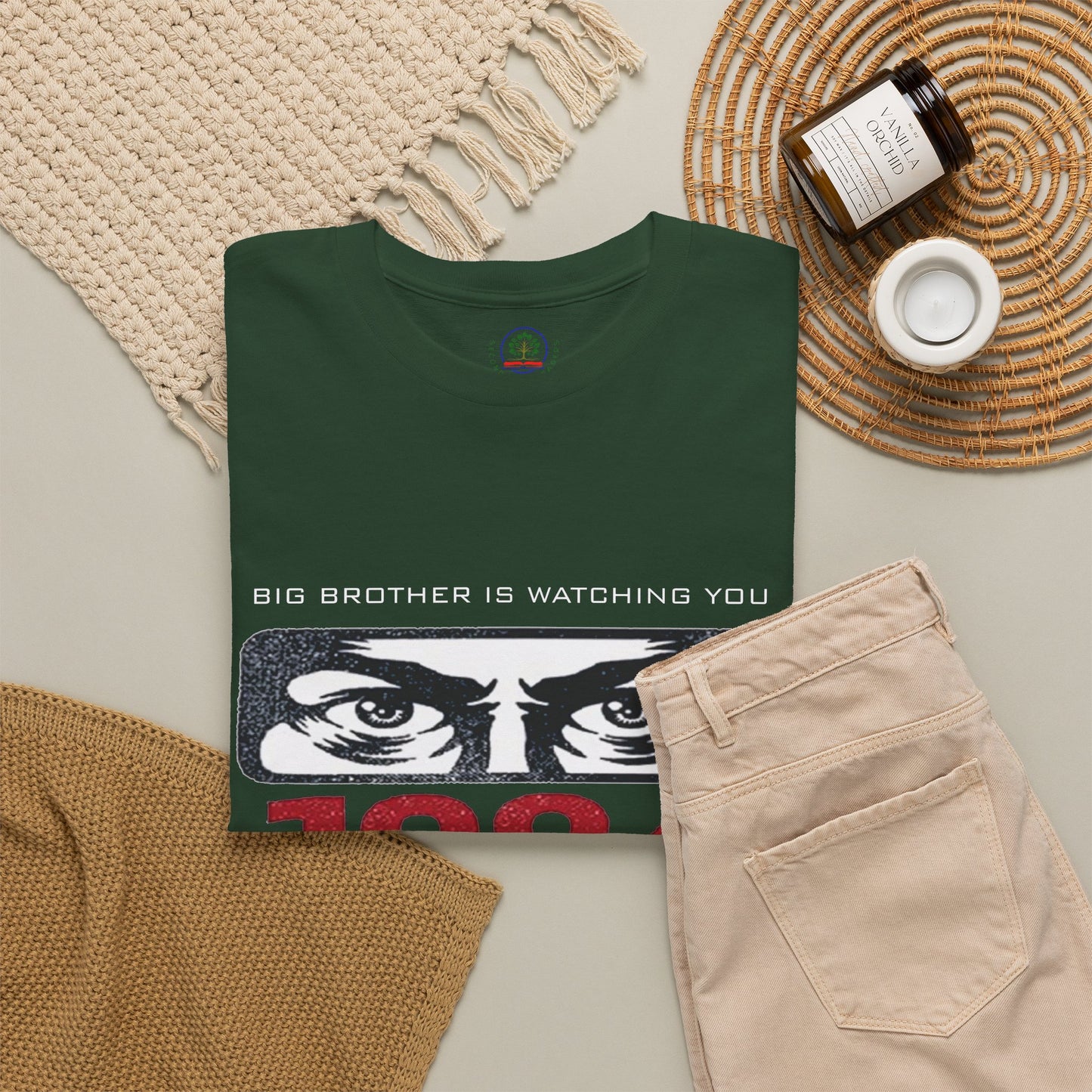 Black Big Brother Is Watching You 1984 T-Shirt featuring George Orwell dystopian design and political protest imagery.