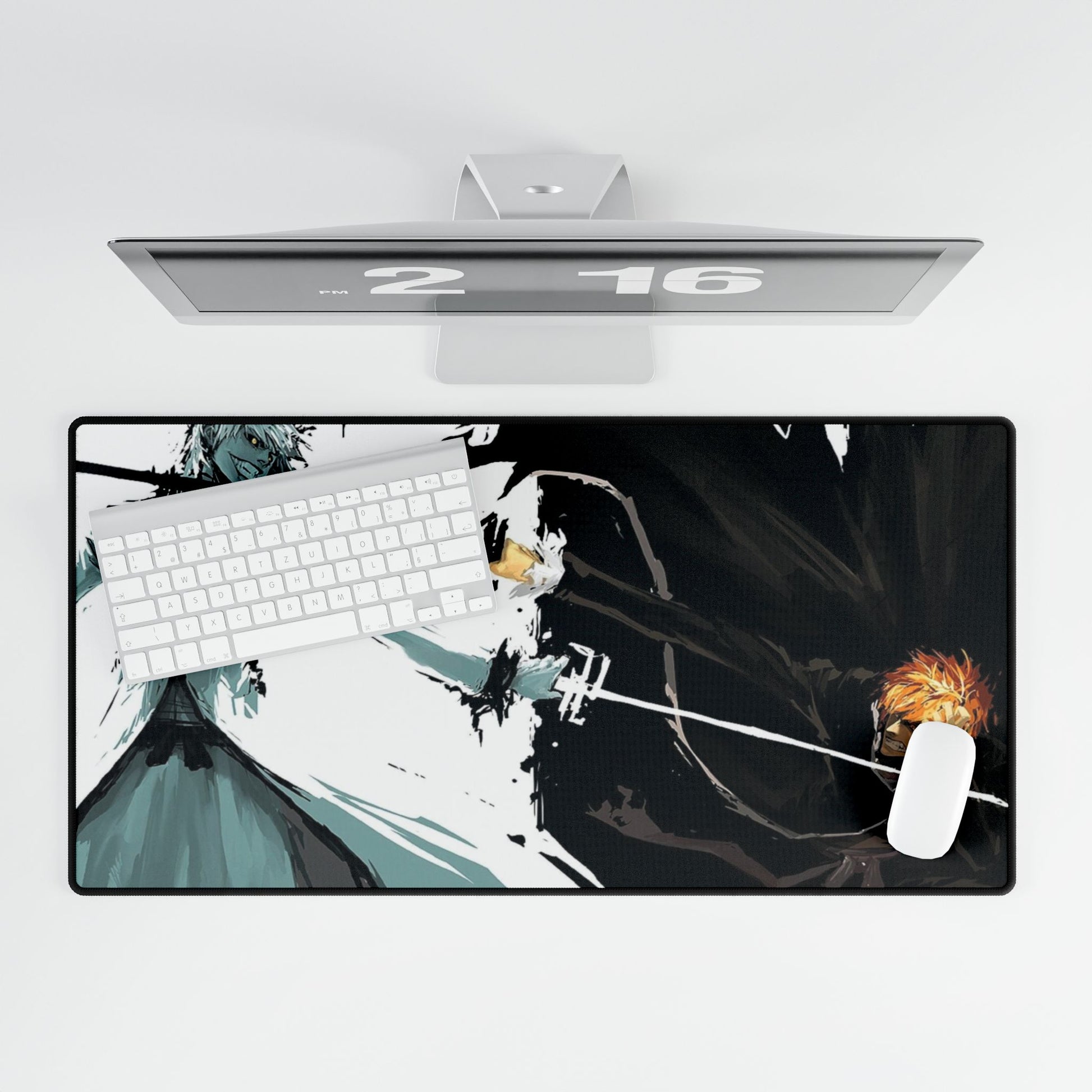 Anime inspired Ichigo vs Ichigo Shinigami substitute desk mat gaming mouse pad with vibrant character artwork for home decor.