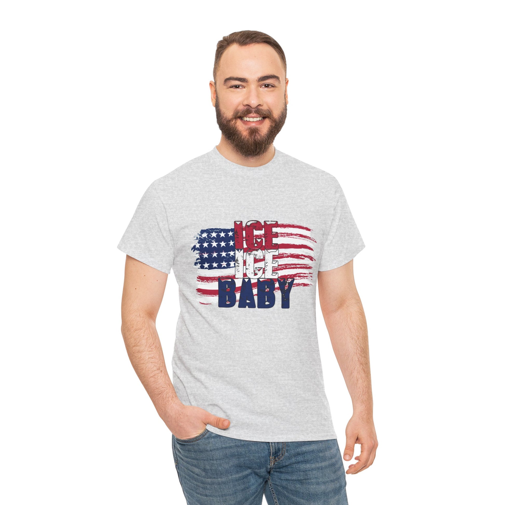 Ice Ice Baby American Flag T-Shirt, Patriotic Tee, America First, USA - Secondhand Readers