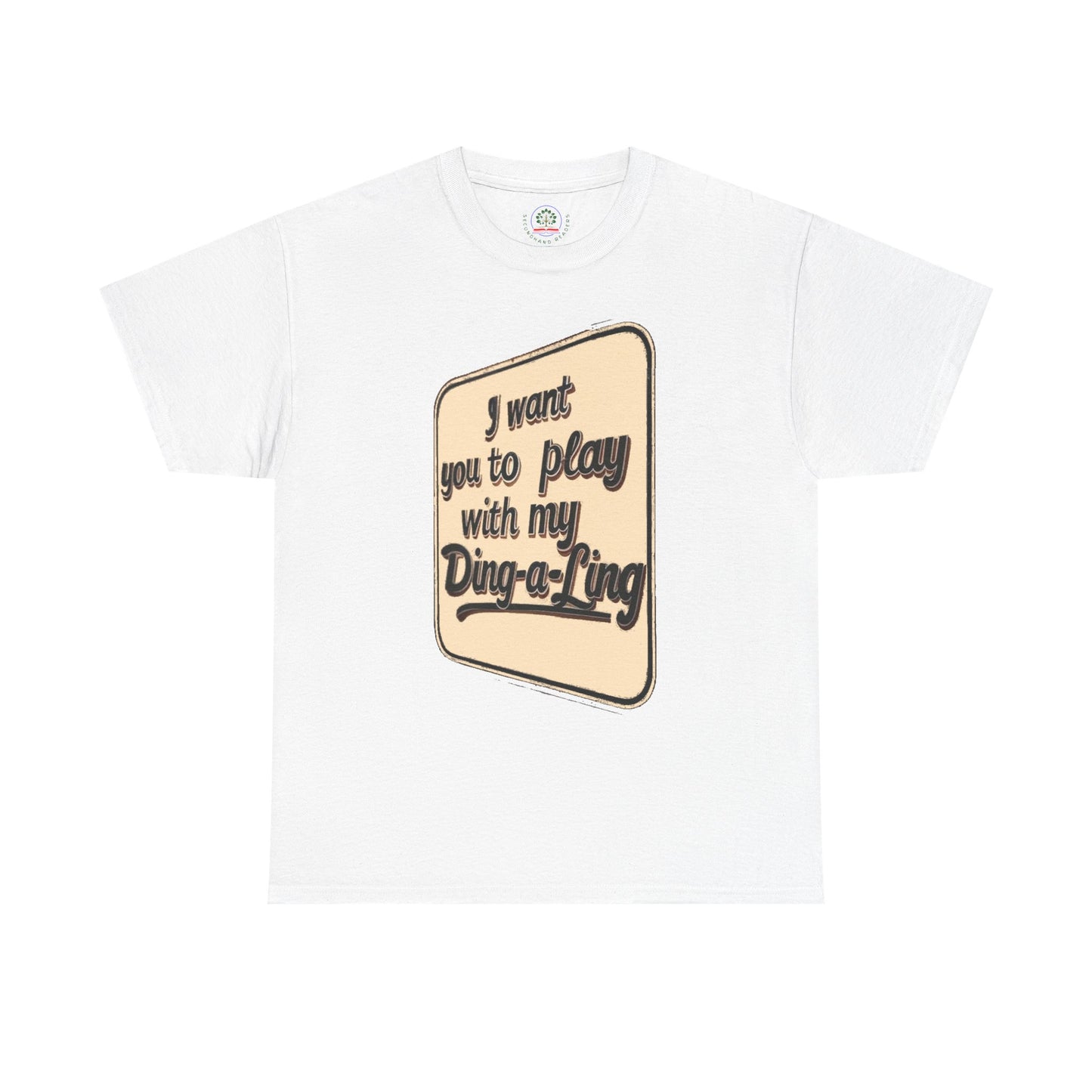 Retro Chuck Berry graphic T-shirt featuring humorous "I Want You to Play with My Ding-a-Ling" design, casual fit, Printify brand.