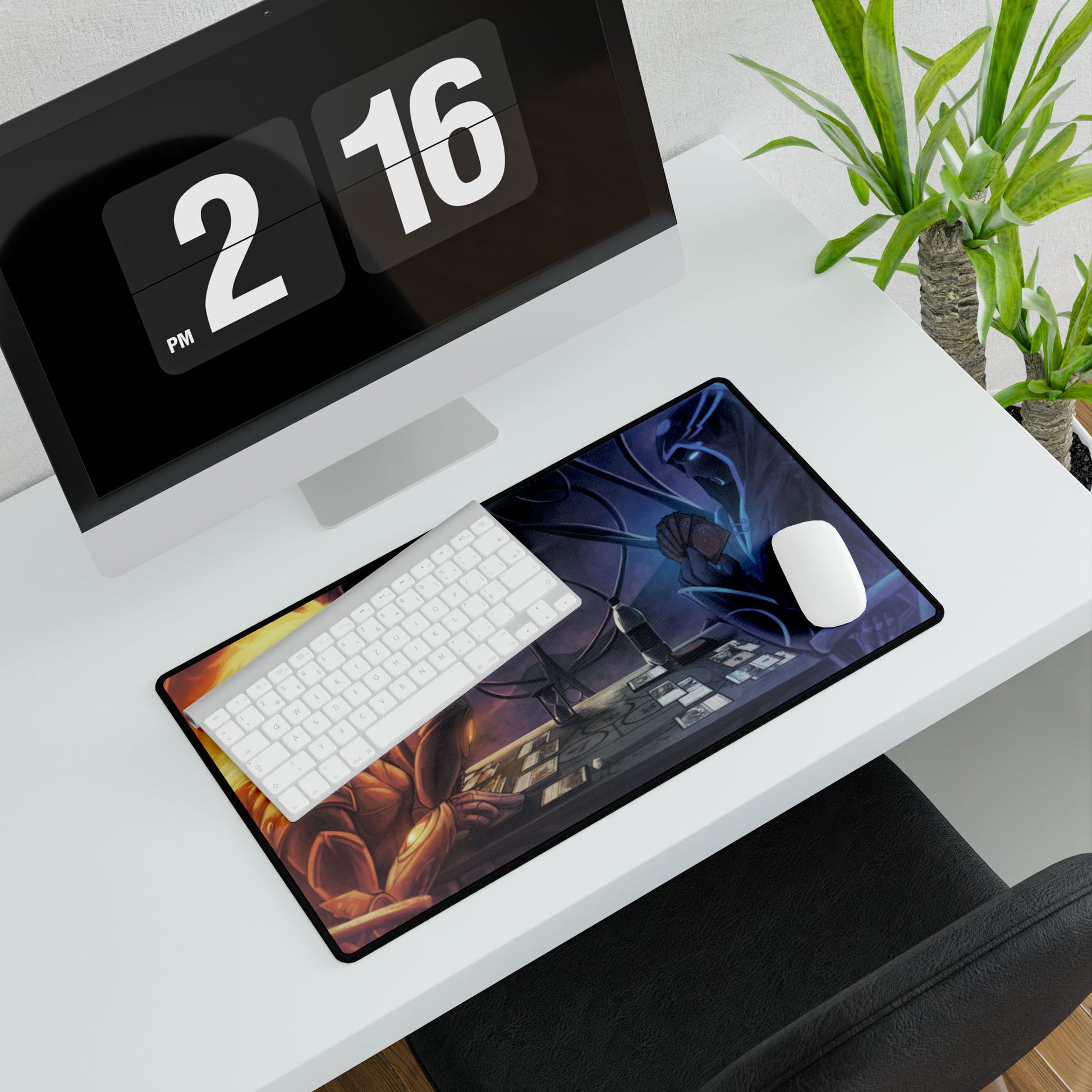Magic: The Gathering Jace vs Chandra playmat desk mat featuring fan art, ideal for MTG TCG fans and home decor enthusiasts.
