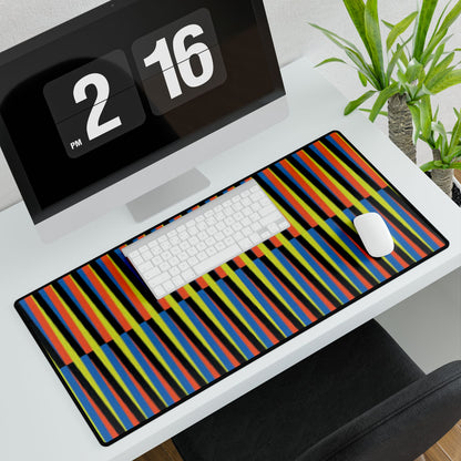Venezuelan Nostalgia Cruz Diez Inspired Desk Mat | Colorful Geometric Stripes Maiquetia Playmat, Oversized Mouse Pad, Simon Bolivar Airport