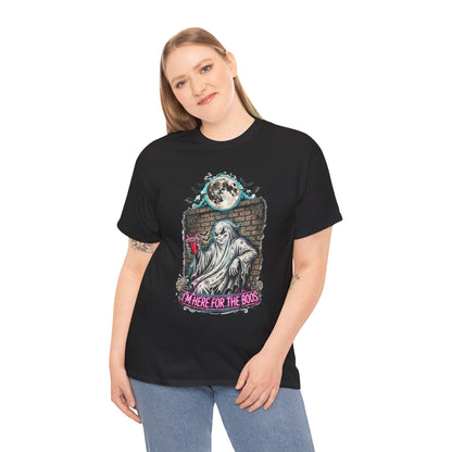 Funny Ghost Graphic Tee — "I'm Here for the Boos" Halloween T-Shirt