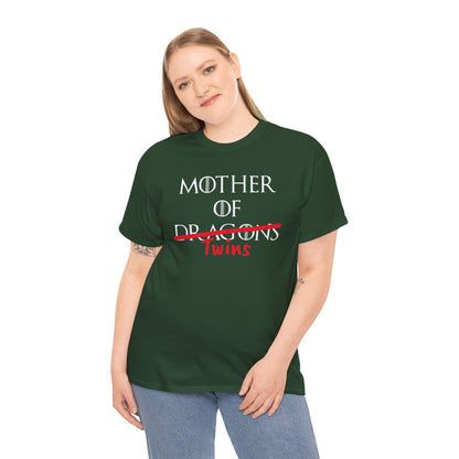 Mother of Dragons T-Shirt by Printify featuring dragon imagery, inspired by Song of Fire & Ice, customizable for Mother's Day.