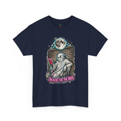 Funny Ghost Graphic Tee — "I'm Here for the Boos" Halloween T-Shirt