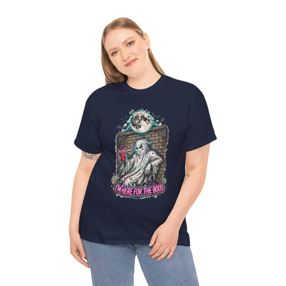 Funny Ghost Graphic Tee — "I'm Here for the Boos" Halloween T-Shirt