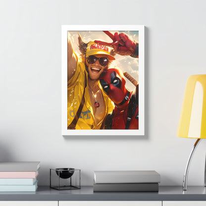 Framed Poster, Marvel Comics Art Style, Wolverine & Deadpool, Fun Wall Décor