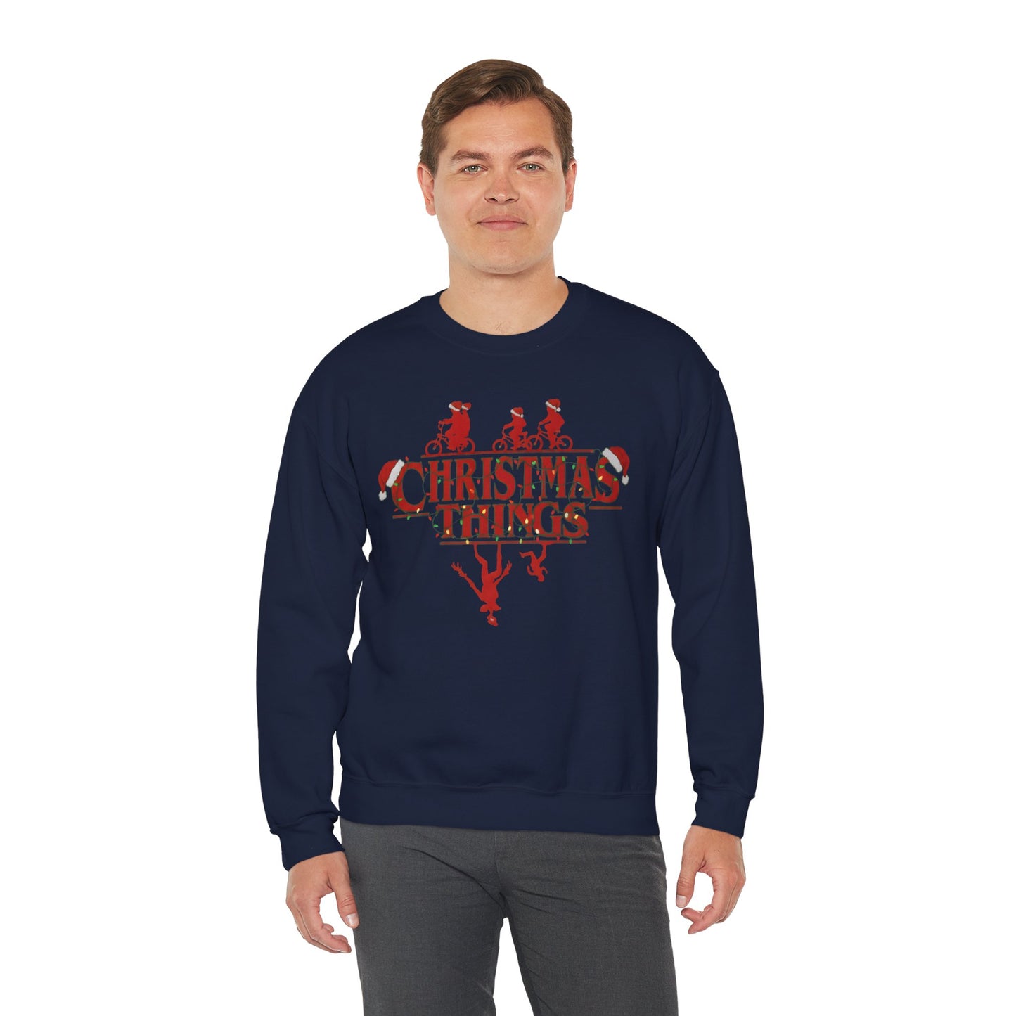Christmas Things Sweatshirt | Stranger Style Retro Holiday Graphic  | The Upsidedown