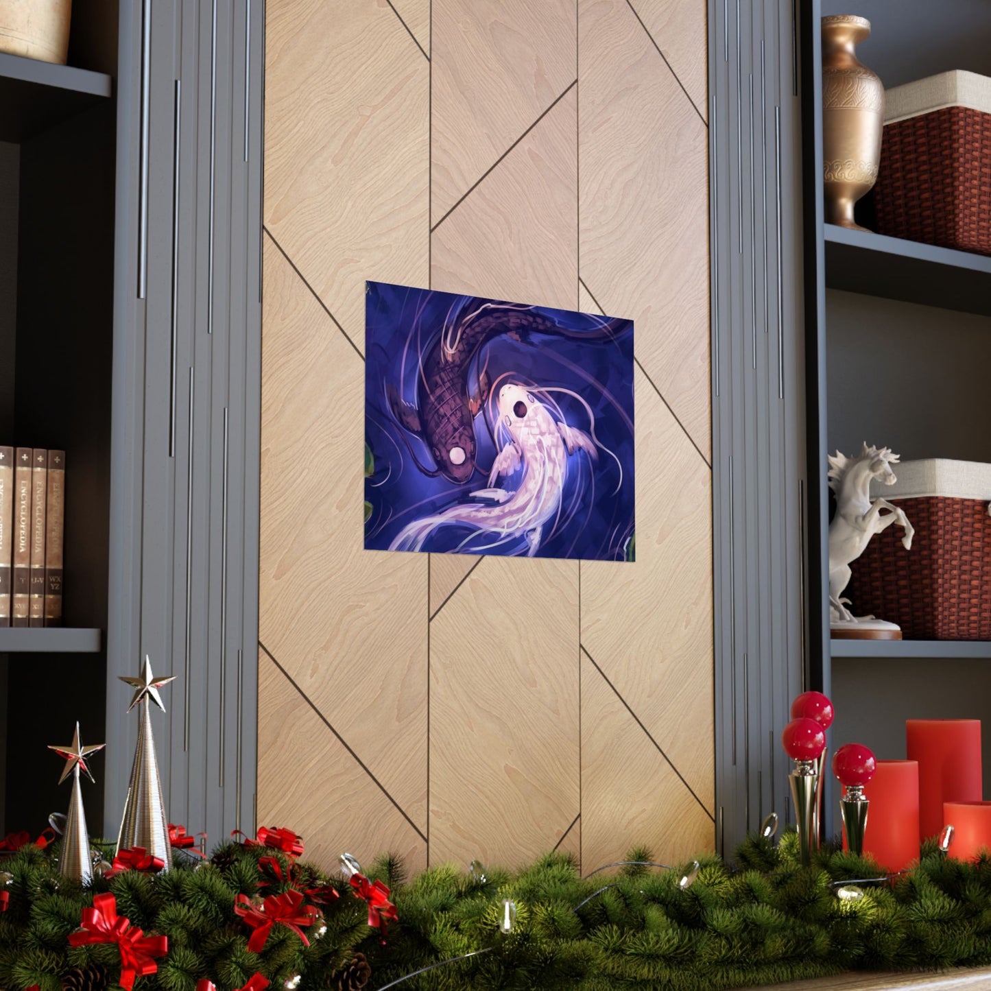 Yin Yang Koi Fish Matte Horizontal Poster | Avatar-Inspired Tui and La, Moon and Ocean Spirit