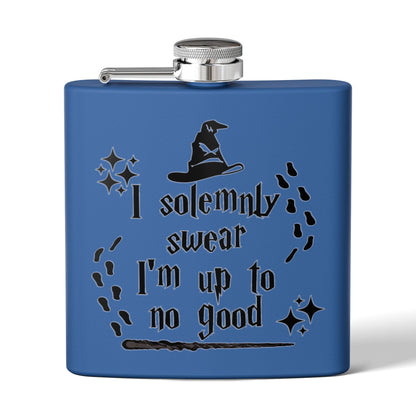 Stainless steel 6oz mug with "I Solemnly Swear I Am Up To No Good" printed design, ideal for Harry Potter fans.